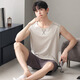 Modal Pyjamas Herren Sommer Ärmel und dünne Weder -Shorts Lose großer Heimkleidung Set N9201 L