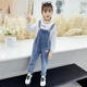 Disney (Disney) Girls Denim Overalls Set 2024 Spring and Autumn Girls Jeans Loose Girls Overalls Girls Pants White Embroidery T 110