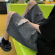 Shelley Jones zerrissen Denim Shorts Jungen Sommer neuer Stil INS Trendy Lose großer Fünf-Punkte-Casual Casual Mid-Hose K3525 Black XL