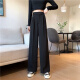 Clever black suit pants for women in spring and autumn thin Korean style high waist drooping and slimming straight loose wide-leg floor casual trousers 1047# [Black one button] M [Suggested 94-108Jin[Jin equals 0.5 kg]]