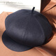 Hundred Hat King Autumn and Winter Wool Woolen Octagonal Hat Men's Middle-aged and Elderly Hats Old Man Hats Old Man Hats Grandpa and Dad Hats Dark Gray Extra Small Size (54)