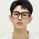 Xu Guliang's myopia glasses frame, black frame men's wood grain temples can be matched with degree lenses, retro pussy mirror anti-blue light flat mirror, black frame wood grain legs, no degree (mirror box + mirror cloth)