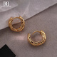 DAISY DREAM Rose Liu Yifei's same style hoop earrings for women, high-end earrings, earrings, earrings, slimming metal silver needle earrings, gold rhombus earrings 1.8cm