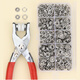 Hongdi Five-claw buckle set seam-free installation tool Four-chain snap button clamp concealed button button nail button fixing tool mother button children buckle baby invisible buckle machine hand pressing pliers [50 sets of solid five-chain buckles] with metal hand pressing pliers + storage box