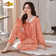 Wanmanduo Pyjamas Frauen Frühlings- und Herbst-Baumwoll-Langarm-Frauen Herbst Baumwolle Dünne Groß- und Winter Französische koreanische Heimkleidung 9889 XL 120-140jin [Jin entspricht 0,5 kg]