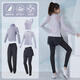 COZOK fitness suit for women in autumn and winter plus velvet yoga clothing equipment for running morning jogging professional long-sleeved thin sportswear blue [long] five-piece set ETC15924 L Recommended 105-120 Jin [Jin equals 0.5 kg]