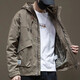 JEEP SPIRIT hooded jacket men's summer work top outdoor sports retro casual jacket 1502 black plus cotton L