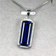 Fat Donglai's same style tanzanite sapphire long pendant for women, silver blue colored gemstone rectangle, white gold (main stone 8X20mm) with chain 40cm