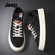Jeep men's casual shoes, men's autumn and winter new classic canvas shoes, trendy versatile sneakers, flat-soled sports shoes for men, black, standard sports shoe size 41