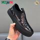 CARTELO first-layer cowhide trendy brand men's shoes 2025 autumn new slip-on cowhide business casual shoes genuine leather thick sole 80195 black 41 standard leather shoe size