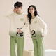 
Langsha couple pajamas one man and one woman autumn pure cotton long-sleeved head with chest pads for outdoor wear 2024 new style 9193 [with chest pads]+9194 Women M+ Men's L