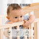 Airidge Crib Massivholz lackfrei bewegbares Spleißen großes Bett Baby Bett Multifunktional Windel Tisch Neulinge BB Bett großes Bett + Krontierparty Blaues Fünf-teiliger Set