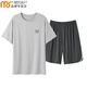 
Modal ice silk pajamas men in summer round neck short sleeve casual teenager men can wear home clothes suits outside 09M15606 XL 120-140Jin [Jin equals 0.5 kg]