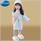 A 21 FUNB Korean children's clothing 2025 autumn and winter new style girls' two-color rabbit woolen coat baby girl's thickened woolen coat two-color rabbit woolen coat 90 cm