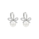 Yichan Japanese and Korean rhinestone bow imitation pearl earrings for women high-end earrings 2025 new hot style niche temperament earrings rhinestone silver bow pearl earrings
