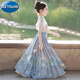 
A 21 FUNB girls horse-faced skirt children's Hanfu summer and spring suit new children's ancient style Hanfu skirt little girl button top + long horse-faced skirt + necklace 150 suitable for 140-150cm age 11-12 years old