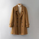 DK Light Luxury Herrenkleidung 100% reine Wolljacke für Männer mit mittlerer Länge von Tweed Coat Doppelreihe Windbreaker Casual Business Brown Farbe M [110-125jin [Jin ist gleich 0,5 kg]]]