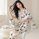 Modal 100% cotton pajamas for women in summer short-sleeved trousers pure cotton sweet and cute casual thin home clothing set AM693 women XL