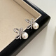Yichan Japanese and Korean rhinestone bow imitation pearl earrings for women high-end earrings 2025 new hot style niche temperament earrings rhinestone silver bow pearl earrings