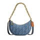 Die neue Crescent Bag Luna 27-Serie des Trainers, klassische Presbyopia Leder-Unterarmtasche, One-Shoulder-Handtasche, Freundin, Denim Blue CR679 B4in
