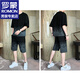 ROMON (ROMON) ice silk short-sleeved T-shirt men's suit 2024 summer short-sleeved men's half-sleeved casual base shirt summer shorts men's suit T662 black suit XL about 130-145 Jin [Jin equals 0.5 kg]