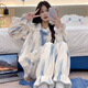 
Yalu pajamas for women in autumn and winter plus velvet thickened coral velvet long sleeves warm and sweet flannel home clothing set LL-679 M [75-100Jin [Jin equals 0.5 kg]]