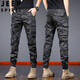 Jeep Spirit Herumn Herbst reines Baumwoll -Tarn Overalls für Männer lose Hosen trendige amerikanische Frühlings- und Herbst -Freizeithosen 692e Tarnung Schwarz und Blau 30 (Taillenumfang 2 Fuß 3)