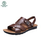 Specht 2025 Sommer Neues Produkt Herren Sandalen Herren trendige Lederschuhe Strandschuhe Große Palettenschicht Cowhide Freizeit -Männer Sandalen 12129 Brown 38
