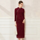 JANE STORY 2025 new autumn and winter lace red new Chinese dress women's advanced improved version cheongsam skirt waist long skirt burgundy 2XL
