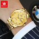 Olevs Swiss Certified Brand Watch Herren Mechanical Watch Luminous wasserdicht vollautomatisch Herren Uhren Business High-End Watch Herren Olevs-6630-Steel-Gürtel Vollgold
