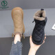 Spechtschnee Stiefel Frauen Winter 2024 Neues Fleece verdickte Nordost-Baumwollschuhe wasserdichte und gleitende warme Kurzstiefel Khaki plus Fleece warm [weibliche Schießen großer Größe] 41 [kostenlose Versicherung]