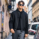 
Mr. Bu Bu webbing hooded sweatshirt for men 2025 spring and autumn letter pattern design loose top KT15738 graphite black 3XL (190)
