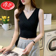 LangSha Modal Cotton V-neck Camisole Women's Autumn and Winter Short Navel Exposed Outerwear Slim Bottoming Sleeveless Top Women Black XL Recommended 120-140Jin Jin equals 0.5kg