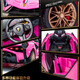 Xiaogazi upgraded foam soft tire, children's electric car, four-wheel car, can sit on a person, remote control car, boy toy stroller, luxury four-wheel drive, large battery, pink + leather seat + soft tire