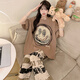 Junjunsui Dimei Pajamas para mujeres Pantalones puros de algodón puro Pantalones de manga corta Spring y otoño Gran tamaño 200 Jin [Jin equivale a 0.5 kg] Summer Student Student Clothing Conjunto de ropa a corta duración de longitud 671 Dingdang Cat 2xl grande (150-170 Jin [Jin es igual a 0.5 kg])