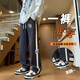 Boledi 13 Junior High School-Schülersporthosen im Frühjahr und Herbst Casual Long Hosen 12-jähriger Junge 15 Teenager Big Children's Straight-Big Taille Hosen 753 Schwarz (Frühlings- und Herbststil) Hochwertige 160 m 70-100jin [Jin gleich 0,5 kg]