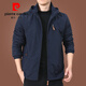 Pier Cardin 2025 New Windbreaker Holded más chaqueta de terciopelo chaqueta de hombres de mediana edad para hombres Otoño e invierno Capel-Capualy Men's Clothing 9888 [Azul oscuro] Sombrero extraíble L