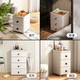 GEMJU modern simple storage cabinet drawer-type storage bedside table high-end living room bedroom storage cabinet three-layer classic model widened 54cm + with leather handle