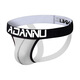 ADANNU new men's sexy underwear personalized thong low waist sexy double thong mesh white M