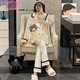 Modal 2025 New Gold Velvet Pyjamas für Frauen im Herbst und Winter, langärmelter koreanischer High-End-Aprikosen-Herbst- und Winter-Heimbekleidungsset CM-728#Champagner Panda (doppelte Länge) xl