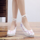 Weizhi ancient style Hanfu women's old Beijing cloth shoes ethnic style inner heightening lace embroidery WZ5001 white 38