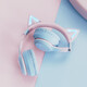 Yijiatong wireless Bluetooth/wired connection headphones Comfortable wear Noise-cancelling high-definition sound quality Cute and flexible Portable and carry-on Cute cat ears BT029C blue