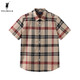 POLOWALK store same style children's clothing 2024 new summer boys' short-sleeved shirt plaid lapel top khaki 120 cm
