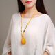 Amber Beeswax Pendant Raw Stone Natural Baltic Chicken Fat Yellow Blood Amber Sweater Chain for Men and Women Water Drop Necklace Picture Color