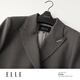ELLE French high-end shoulder suit for women, high-end 2025 autumn new commuter-feel temperament professional suit, dark gray (top) L