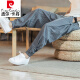 Pier Cardan Linn Pantalon Men's Men's Summer Gin Cropped Pants Ticked Feet Harem Pantalon Chinois Pantalon Men's Pants rayé Pantalon de lin en coton TRENDY MK983 BLANC 2XL (145-160JIN [Jin est égal à 0,5 kg]))
