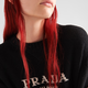 PRADA/Prada Gift Women's Logo Decorated Cashmere and Wool Blend Crew Neck Sweater Black 36