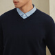 Ordos 1980 Antibacterial Antistatic Autumn and Winter V-neck Thickened Casual Men's Cashmere Sweater 1980 Blue XL 180/100A