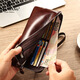 Geburtstagsgeschenk für Freund Ehemann Manbang Herren Lange Brieftasche echtes Leder-Reißverschluss Leder Handtasche Herren japanische und koreanische ultra-dünne weiche Leder Brieftasche Trendy Mobiltelefon Brieftasche MBQ19311Af Plain Coffee Farbe