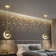 Muduo Bedside Chandelier Modern Simple Light Luxury 2025 New Nordic Design Creative Personalized Moon Bedroom Chandelier Crescent Gold 20CM2m Crane Line LED Three-color Dimming
